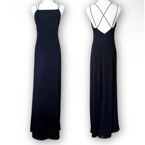 Cache Black Formal Strappy Maxi Dress Women 4 Evening Gown Prom Black Tie Event